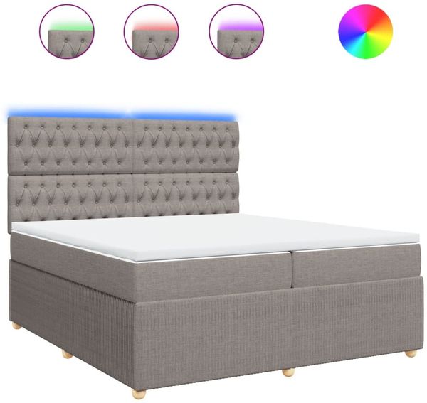 vidaXL Boxspringbett mit Matratze Taupe 200x200 cm Stoff 3294474 Bild 2