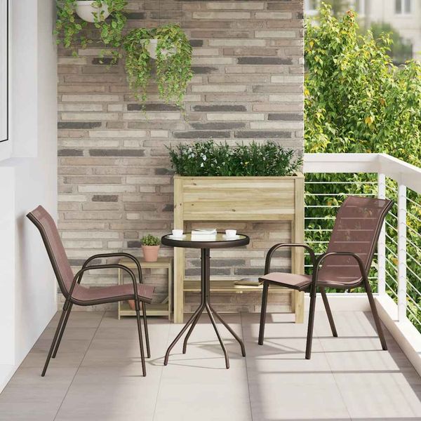 vidaXL Stapelbare Gartenstühle 2 Stk. Braun Textilene 318779
