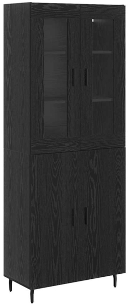 vidaXL Highboard 2 pcs Schwarz Eichen-Optik Engineered Wood und Glas 3416088