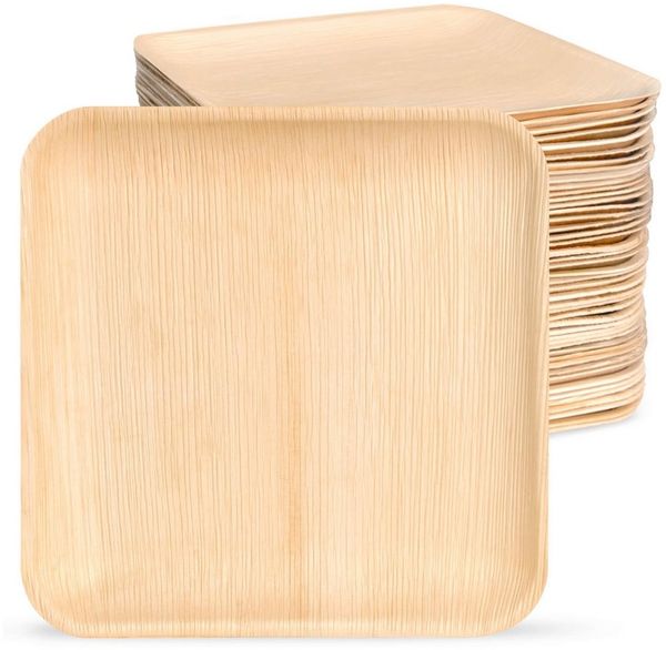 wisefood Einwegteller Palmblatt-Teller, quadratisch, 25x25 cm, (200 St)