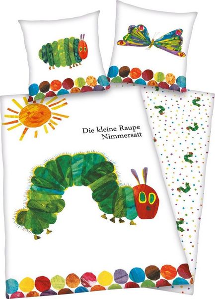 Raupe Nimmersatt Bettwäsche Set 2tlg 135 x 200 cm 80 x 80 cm