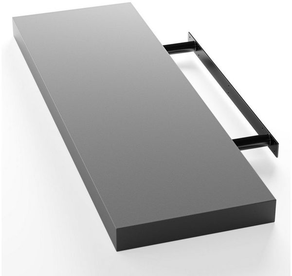 Casaria Wandregal mit Halterung, MDF, Grau / Matt, 70 x 23 x 3,8cm