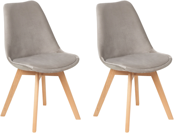 Esszimmerstuhl 2er Set DAKOTA II Samtstoff Taupe