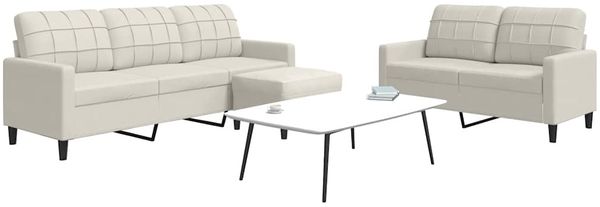 vidaXL 3-tlg. Sofagarnitur mit Kissen Creme Samt 3278409