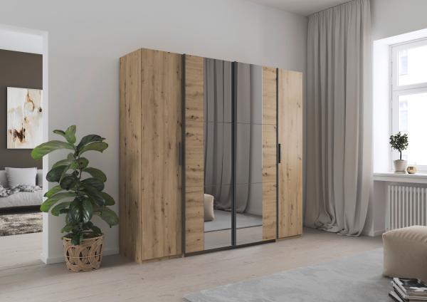 rauch Kleiderschrank, Dreh- und Schwebetürenschrank KRONACH, 4-türig, Eiche Artisan, 225 x 210 x 60 cm