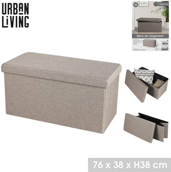 Urban Living faltbare SITZBANK "Aspect lin" Aufbewahrungsbox 53503 Sandfarben
