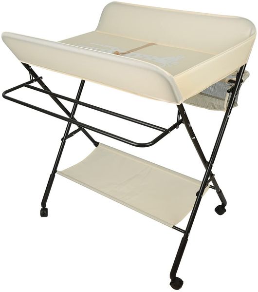Wickeltisch und Badewanne, 2-in-1, für Babys, von Geburt bis 12 Monate, Wickeltisch, faltbar und tragbar, für Baby, mit 4 Rollen