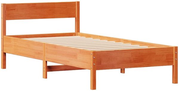 vidaXL Massivholzbett ohne Matratze Wachsbraun 90x200 Kiefernholz 3301760 Bild 5