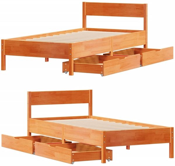 vidaXL Massivholzbett ohne Matratze Wachsbraun 90x200 Kiefernholz 3301760 Bild 9