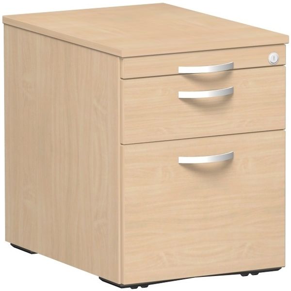 Rollcontainer, Hängeregistratur und 1 Kunststoff-Schubfach, 44x60cm, Buche