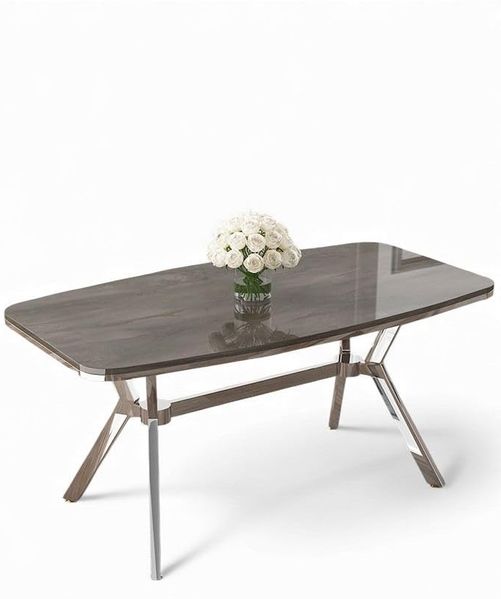 Moderner Esstisch, 160 cm, Anthrazit & Chrom, 100% MDF mit Metallbeinen | Stilvolles und langlebiges Design für jeden Raum