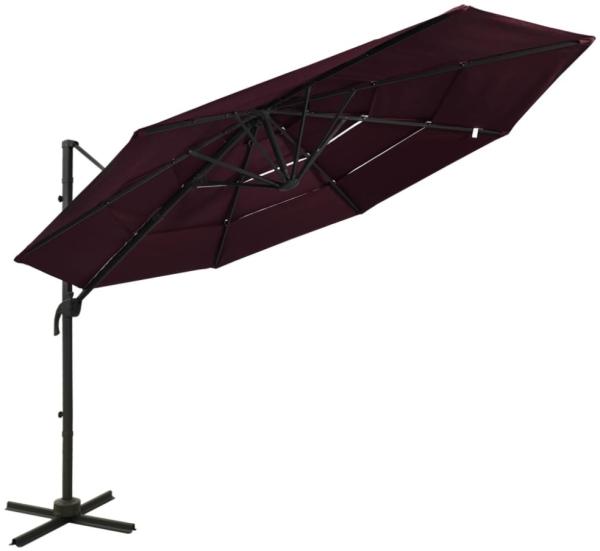 vidaXL Sonnenschirm mit Aluminium-Mast 4-lagig Bordeauxrot 3x3 m 313832