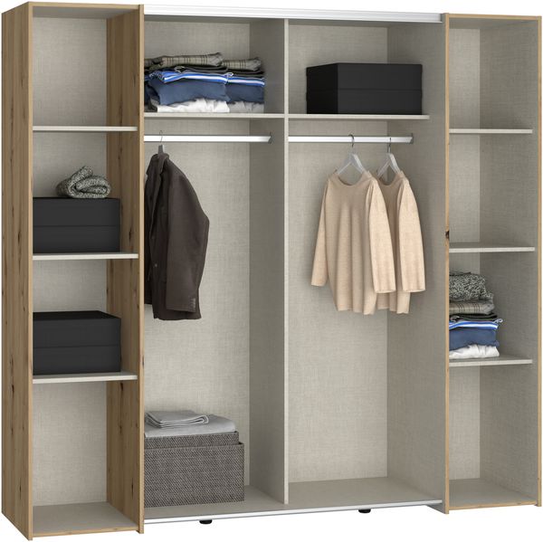 Forte KALIXTUS Kleiderschrank 200, moderner Dreh-/Schwebetürenschrank, 4-türig, geräumig, Holzwerkstoff, Artisan Eiche Holzdekor/Betonoptik Grau, 200,1 cm breit x 190,5 cm hoch x 61,2 cm tief Bild 10