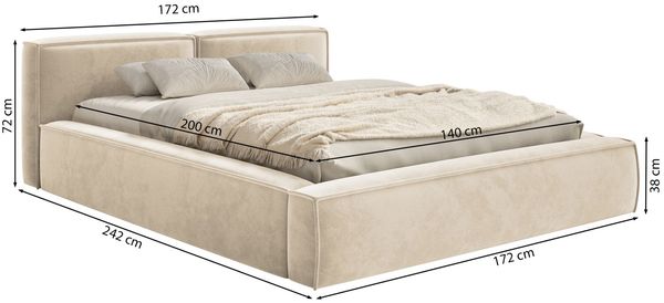 Selsey 'Tilves Slim'Polsterbett 140x200 mit Bettkasten und Lattenrost, Velours, hellbraun Bild 5