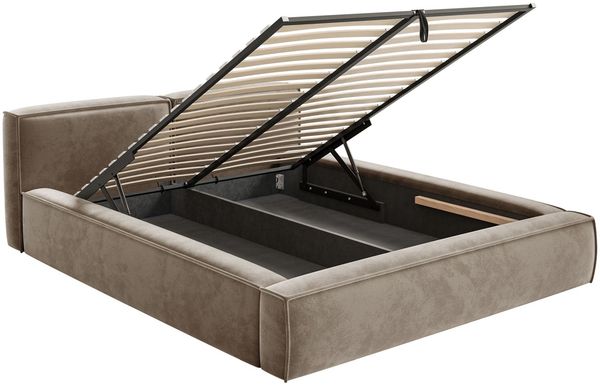 Selsey 'Tilves Slim'Polsterbett 140x200 mit Bettkasten und Lattenrost, Velours, hellbraun Bild 4