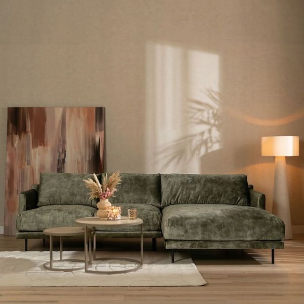 Bronx71 Ecksofa Denver Samt grün rechts