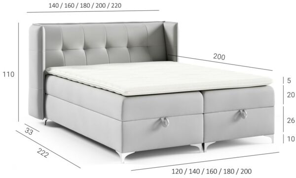Boxspringbett Bett Schlafzimmerbett 200x200cm GENET Stoff Matt Velvet Creme Bild 2