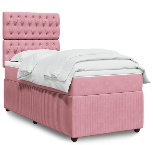 vidaXL Boxspringbett mit Matratze Rosa 90x190 cm Samt 3294525