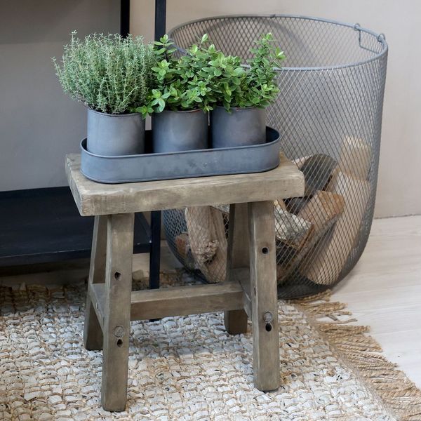 Chic Antique - Hocker Holzhocker Bank Holz H41/L40/B27cm Natur-Braun 41073000