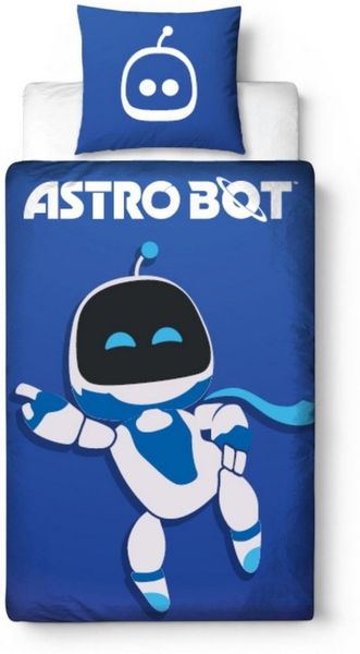 MTOnlinehandel Bettwäsche 135x200 Astro Bot, Geschenk für Gamer, Mikrofaser, 2 teilig, Wendebettwäsche in Blau/ Weiß, Playstation
