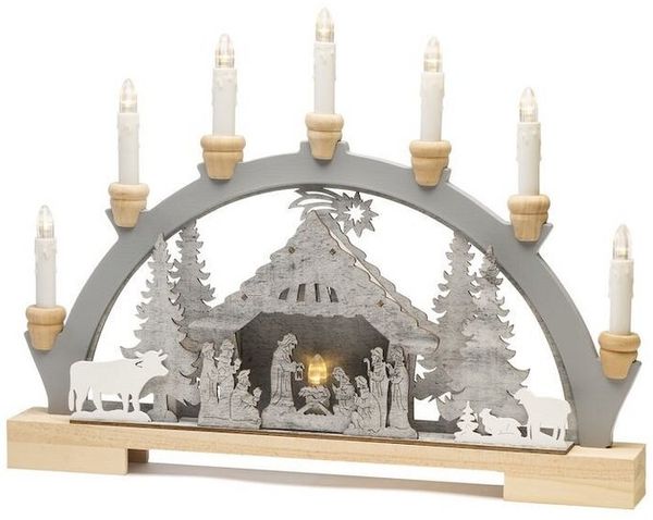 KONSTSMIDE No. 3261-320 LED Holzsilhouette Krippe wählbare Energiequelle