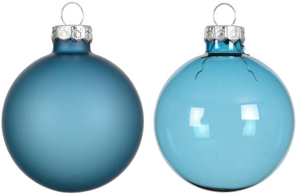 Kaemingk Weihnachtsbaumkugel, Weihnachtskugeln Glas 6cm x 6 Stück - Folkloreblau transparent