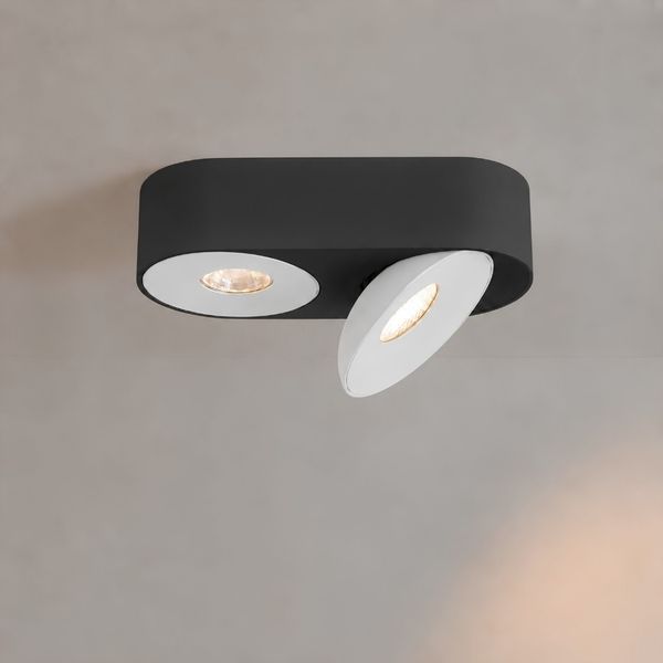 s.luce Santa Duo LED-Deckenleuchte schwenkbar 2-flammig Schwarz, Weiß