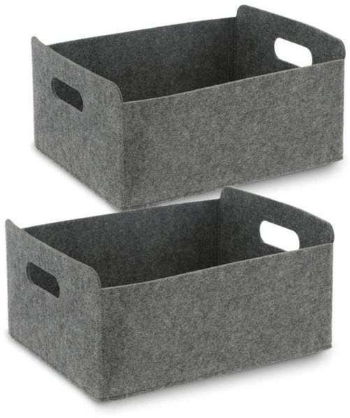 Bada Bing Aufbewahrungskorb Filzkorb Filz Aufbewahrungsbox Regalkorb Organizer Faltkorb Anthrazit (2er Set, 2 St, ca. 31 x 25 x 15 cm), faltbar
