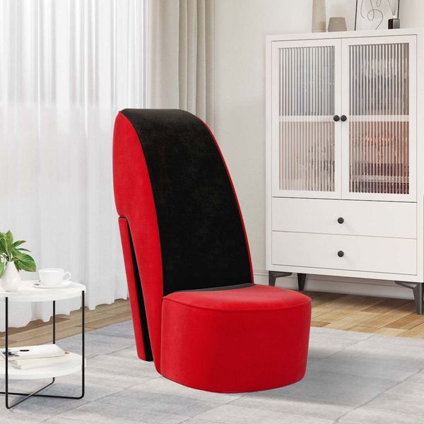 vidaXL Stuhl in Stöckelschuh-Form Rot Samt 248644