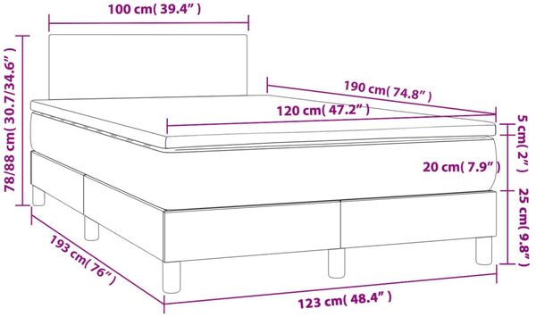 vidaXL Boxspringbett mit Matratze Weiß 120x190 cm Kunstleder 3269808 Bild 9