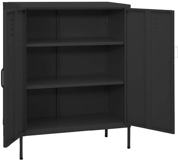 Sideboard KEVI Metall Anthrazit 80x35x101,5 cm Stahl | Flurschrank Metallschrank Lagerschrank Beistellschrank Wohnzimmer Bild 3