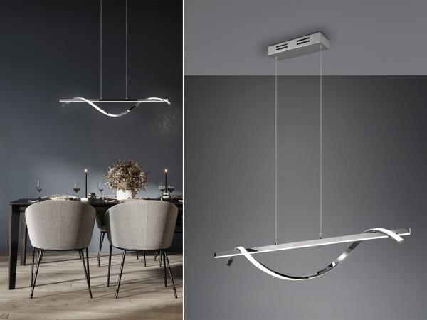 LED Pendelleuchte ISABEL Spirale in Chrom, 3 Stufen Dimmer, Breite 100cm