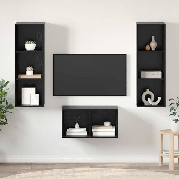 vidaXL TV-Schrankset Schwarz Eichen-Optik 37 x 37 x 107 cm 3393364