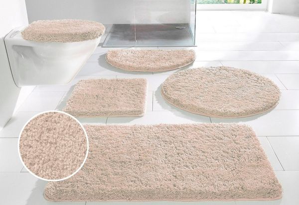 OTTO home Badematte Sanremo, Badvorleger, Badezimmer Teppich, sehr weich, Höhe 30 mm, rutschhemmend beschichtet, fußbodenheizungsgeeignet, schnell trocknend, Polyester, rechteckig, 3-tlg. Stand-WC Set, Badteppich, unifarben, rechteckig, rund & als 3-tl...