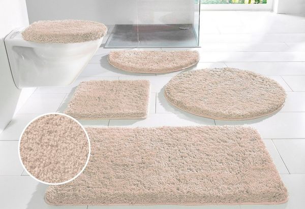 OTTO home Badematte Sanremo, Badvorleger, Badezimmer Teppich, sehr weich, Höhe 30 mm, rutschhemmend beschichtet, schnell trocknend, fußbodenheizungsgeeignet, Polyester, rechteckig, 3-tlg. Stand-WC Set, Badteppich, unifarben, rechteckig, rund & als 3-tl...