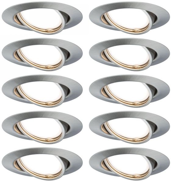 Paulmann No. 93399 LED Einbauleuchte Base rund 10x10W GU10 Eisen gebürstet