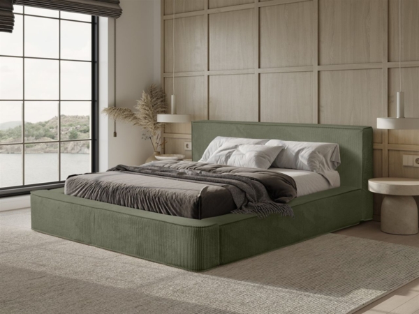 Polsterbett Doppelbett MODESTO Komplettset 140x200cm in Stoff Lincoln Forest