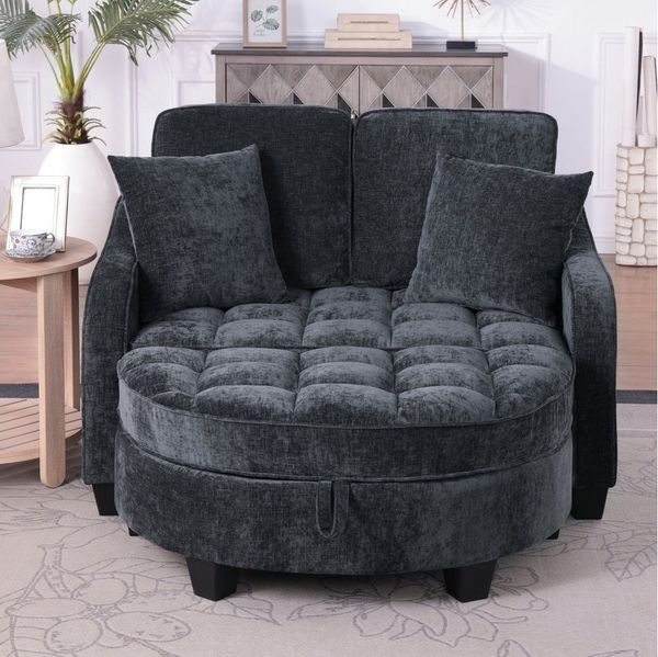 STILVORA Schlafsofa mit Aufbewahrungs-Hocker,Modulares Sofa Relaxsofa aus Chenille