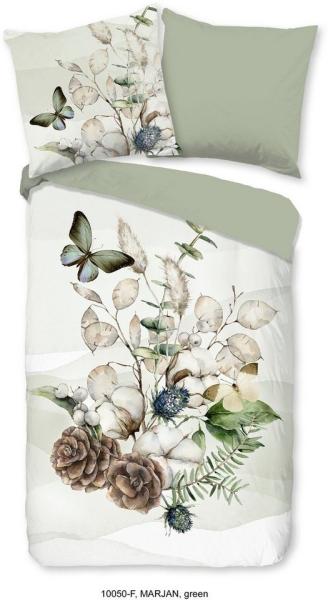 good morning Wendebettwäsche Marjan, Biber, Flanell, 3 teilig, Biber, 135x200, Winter, Warm, Reißverschluss, Wendeoptik, Blumen