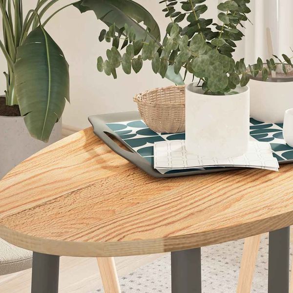 vidaXL Tischplatte 100x50x2 cm Massivholz Eiche Oval 4009038