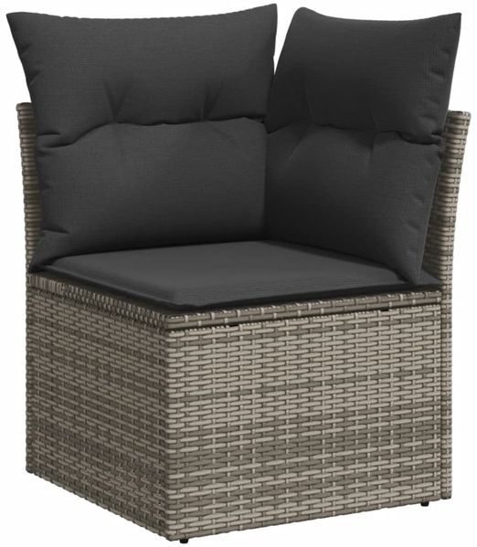 vidaXL 11-tlg. Garten-Sofagarnitur mit Kissen Grau Poly Rattan 3227803 Bild 4