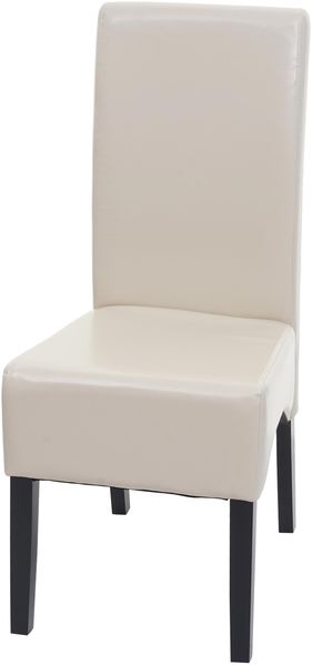 Esszimmerstuhl Latina, Küchenstuhl Stuhl, Leder ~ creme, dunkle Beine