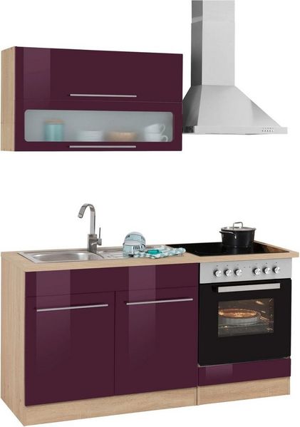 KOCHSTATION Küchenzeile KS-Eton, mit E-Geräten, Breite 160 cm