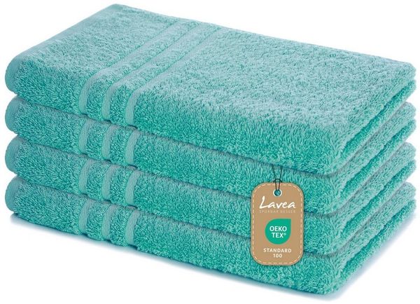 Lavea Handtuch Handtücher Set Elena Frottee 50x100 cm, Gästetücher, 100% Baumwolle (4er Set), 500 g/m² Frottier, weich & saugstark, pflegeleicht