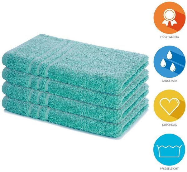 Lavea Handtuch Handtücher Set Elena Frottee 50x100 cm, Gästetücher, 100% Baumwolle (4er Set), 500 g/m² Frottier, weich & saugstark, pflegeleicht Bild 2