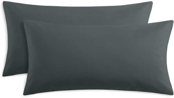 Kissenbezug 40x80 2er Set Grau Kopfkissenbezug Mikrofaser Reißverschluss