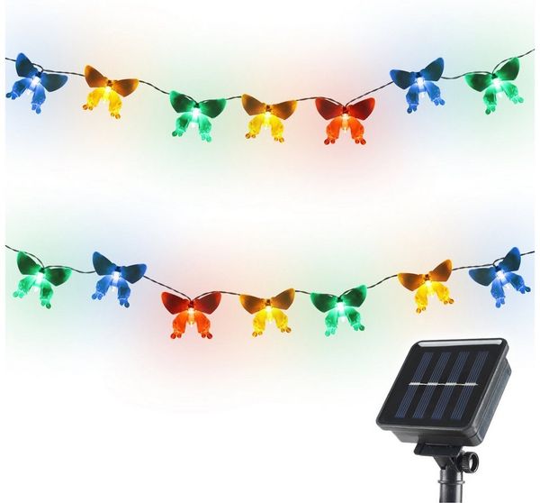SALCAR Solar Lichterkette Aussen Schmetterling, 10M 50 LED Lichterketten Wasserdichte für Sommer Garten, Bäume, Terrasse, Weihnachten, Hochzeiten, Partys - Bunt