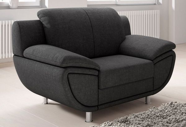 TRENDMANUFAKTUR Sessel Rondo II, Loungesessel zeitlos und bequem, wahlweise mit komfortablem Federkern, mit extra breiten Armlehnen
