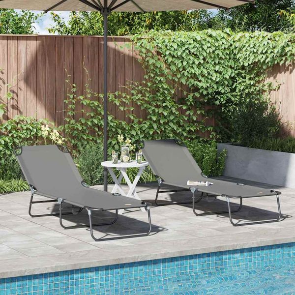 vidaXL Klappbare Sonnenliege 2 pcs Grau 188 x 57 x 86,5 cm Polyester 42003149