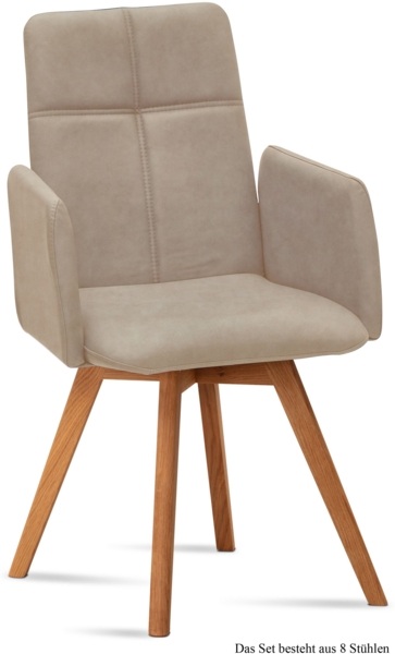 Armlehnstuhl (8er-Set) Dinah 52x92x60 Eiche geölt/Natur